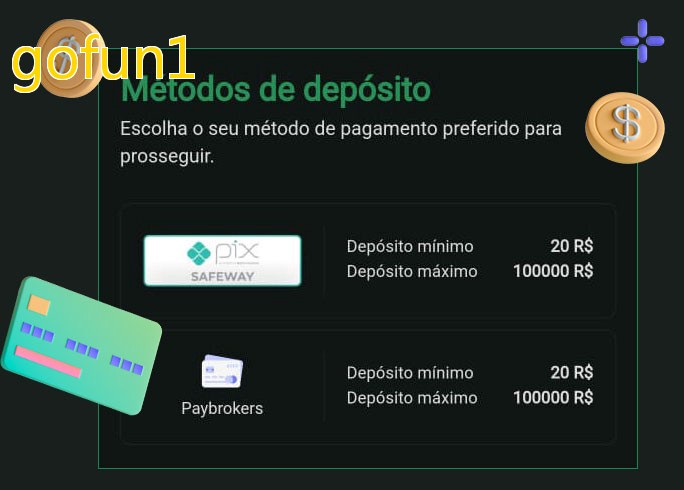 O cassino gofun1bet oferece uma grande variedade de métodos de pagamento